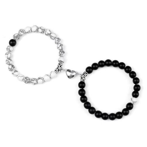 Casal pulseira e bracelete, turquesa, with Abrazine Stone & Fio de cera & Rochas vulcânicas & liga de zinco, materiais diferentes para a escolha & unissex, Mais cores pare escolha, vendido por PC