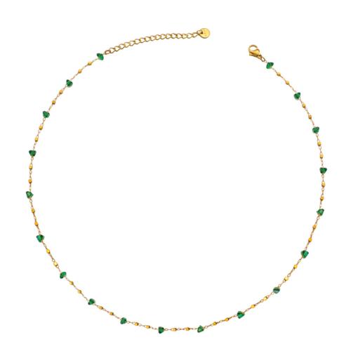 Stainless Steel smycken halsband, 304 rostfritt stål, med Natursten, plated, för kvinna, guld, Säljs av PC