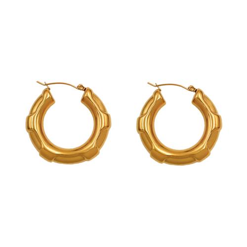 Titanium Aço Brinco, Partículas de aço, banhado, para mulher, dourado, vendido por par