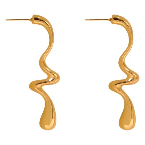 Stainless Steel Stud Earrings 304 Stainless Steel plated for woman gold Sold By Pair