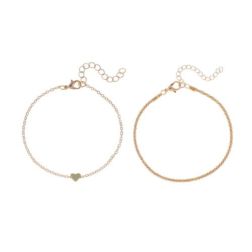 Brass Ensemble de bijoux, laiton, Placage, 2 pièces & styles différents pour le choix & pour femme, doré, Longueur Environ 18-23 cm, Vendu par fixé