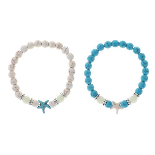 Zinc Alloy Bracelet with Night-Light Stone & turquoise 2 pieces & Unisex & luminated & with rhinestone mixed colors Length Approx 18-32 cm Sold By Set