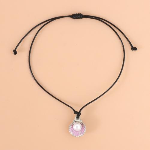 Zinc Alloy Bracelet with Wax Cord & Plastic Pearl for woman Length Approx 16-30 cm Sold By PC