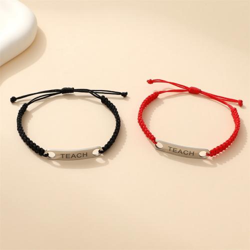 Stainless Steel Jewelry Bracelet 304 Stainless Steel with Wax Cord plated Unisex Length Approx 18-32 cm Sold By PC