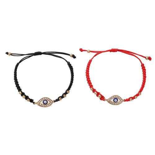 Zinc Alloy Bracelet with Wax Cord & Resin Unisex & with rhinestone Length Approx 18-32 cm Sold By PC