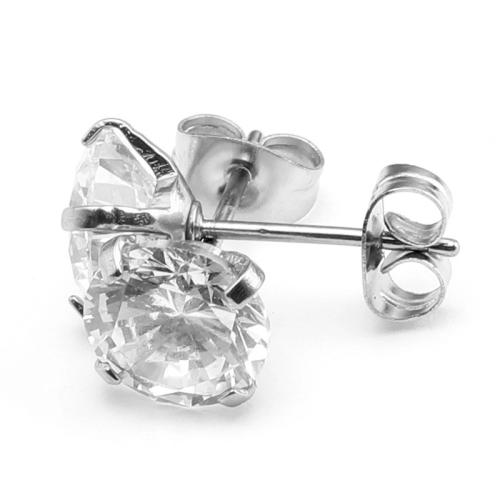 Stainless Steel Stud Øreringe, 304 rustfrit stål, forskellig størrelse for valg & Micro Pave cubic zirconia & for kvinde, flere farver til valg, Solgt af PC