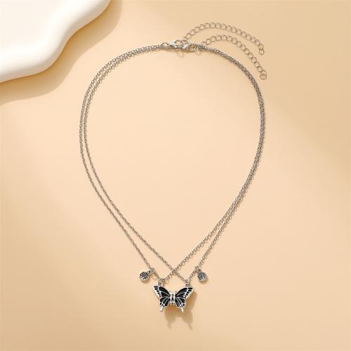 Zinc Alloy Jewelry Necklace plated 2 pieces & for woman & enamel Length Approx 45-50 cm Sold By Set