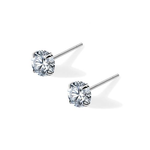 Stainless Steel Stud Øreringe, 304 rustfrit stål, forskellig størrelse for valg & Micro Pave cubic zirconia & for kvinde, flere farver til valg, 2pc'er/Bag, Solgt af Bag