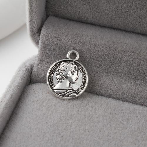 Zinc Alloy Pendants Round antique silver color plated DIY Sold By KG