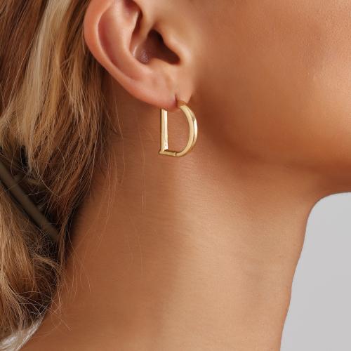 Zinc Alloy Lever Back Earring Letter D plated for woman & hollow 62mm Sold By Pair