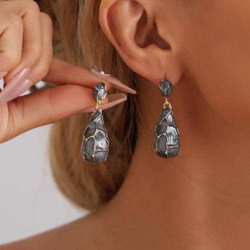 Zinc Alloy Drop Earring, Teardrop, guldfarve belagt, for kvinde & emalje, flere farver til valg, 42mm, Solgt af par