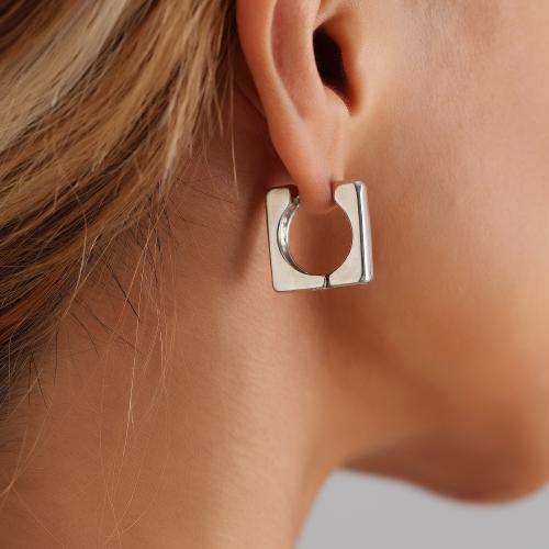 Zinc Alloy Lever Back Earring Square plated fashion jewelry & for woman & hollow 20mm Sold By Pair