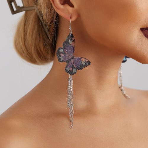 Zinc Alloy Drop Earring with Plastic Butterfly plated & for woman Sold By Pair