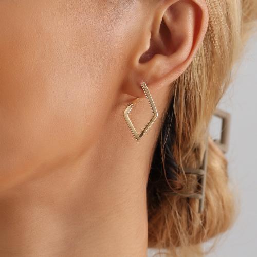 Zinc Alloy Stud Earring, Geometrisk mønster, guldfarve belagt, for kvinde & hule, 30mm, Solgt af par