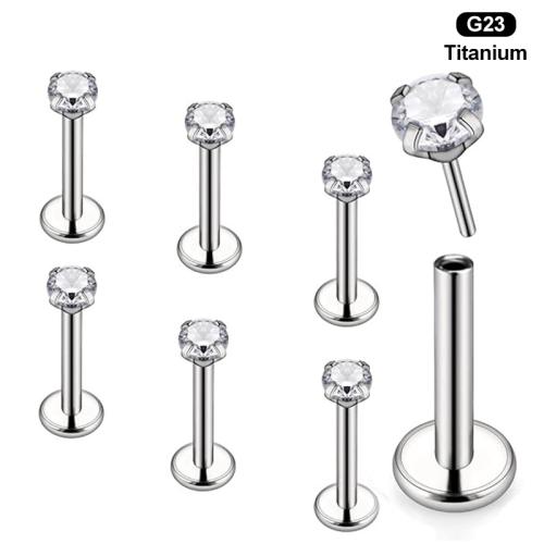 Titanium Alloy Piercing Earring polished Unisex  & micro pave cubic zirconia original color Sold By PC