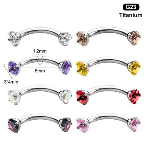 Alliage de titane barbell courbé de piercing, unisexe & normes différentes pour le choix & pavé de micro zircon, plus de couleurs à choisir, Vendu par PC