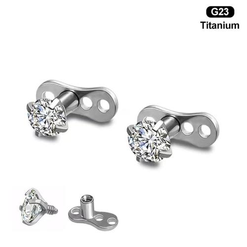 Titanium Alloy Dermal Anchor Unisex & micro pave cubic zirconia Sold By PC