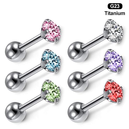 Titanium Alloy Piercing Earring polished Unisex & with cubic zirconia Sold By PC