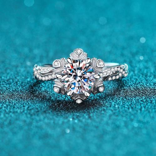 925 Sterling Zilver Finger Ring, met Moissanite, verschillende grootte voor keus & voor vrouw, Maat:4.5-9, Verkocht door PC