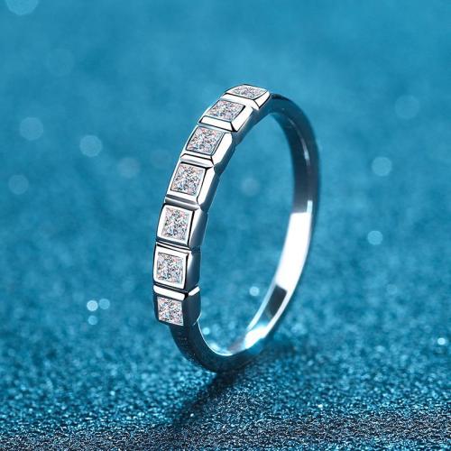 925 Sterling Silver Finger Ring with Moissanite Geometrical Pattern & for woman US Ring .5-9 Sold By PC