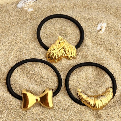 Ponytail Holder 304 Stainless Steel with Rubber Band & for woman golden Sold By PC