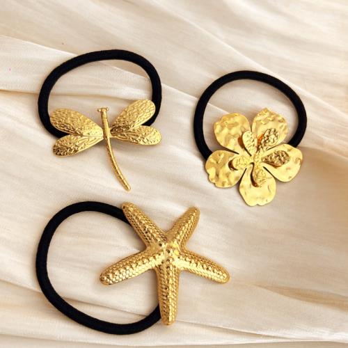 Ponytail Holder 304 Stainless Steel with Rubber Band & for woman golden Sold By PC