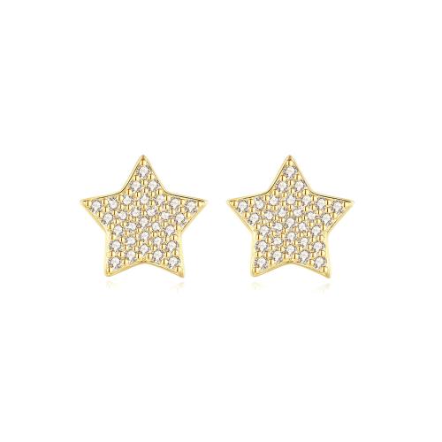 Cubic Zirconia Micro Pave Sterling Silver Earring 925 Sterling Silver Star fashion jewelry & micro pave cubic zirconia & for woman Sold By Pair