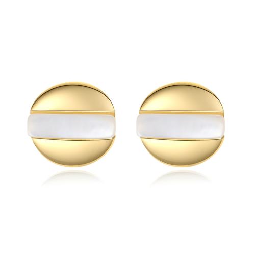 925 Sterling Silver Stud Earrings with Pearl Oyster fashion jewelry & for woman Sold By Pair