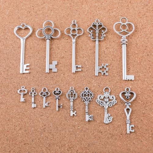 Zinc Alloy Key Pendants 13 pieces & DIY Sold By Set