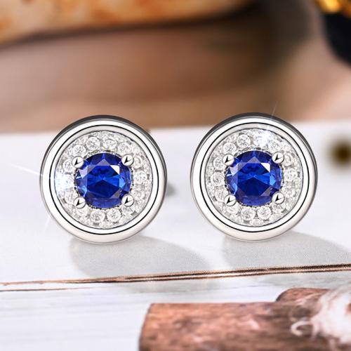 Cubic Zirconia Micro Pave Brass Earring Round fashion jewelry & micro pave cubic zirconia & for woman Sold By Pair