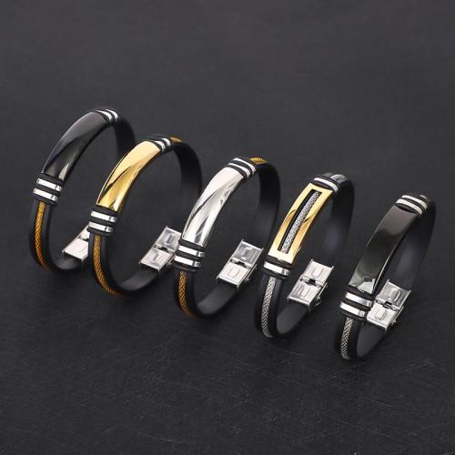 Pulseiras de silicone, 201 Inox, with silicone, joias de moda & unissex & Vario tipos a sua escolha, Mais cores pare escolha, comprimento Aprox 21.5 cm, vendido por PC