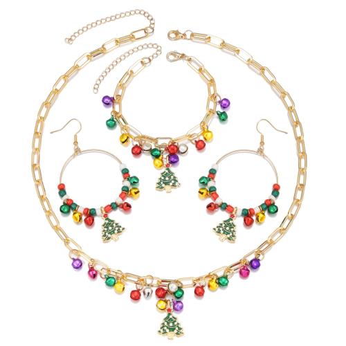 Set gioielli in lega di zinco, Bracciale & orecchino & Collana, lega in zinco, with perla in plastica, Design natalizio & tre pezzi & stili diversi per la scelta & per la donna, Venduto da set