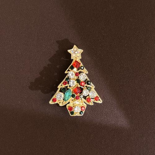 Christmas Brooches Zinc Alloy Christmas Design & for woman & with rhinestone Sold By PC