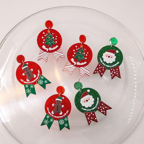 Christmas Earrings Acrylic Christmas Design & for woman Sold By Pair