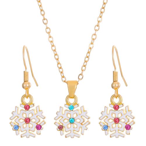 Zinc Alloy Jewelry Sets bracelet & earring & necklace 2 pieces & Christmas Design & for woman & enamel Length Approx 50 cm Sold By Set