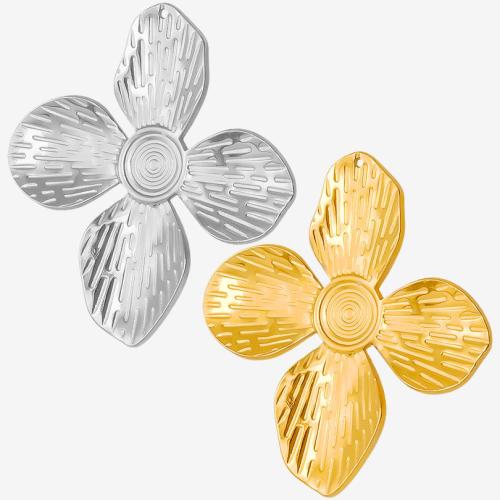 Stainless Steel Flower Pendant 304 Stainless Steel Vacuum Ion Plating DIY Sold By PC