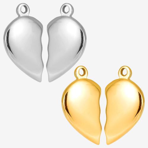 Stainless Steel Heart Pendants 304 Stainless Steel Vacuum Ion Plating 2 pieces & DIY Sold By Pair