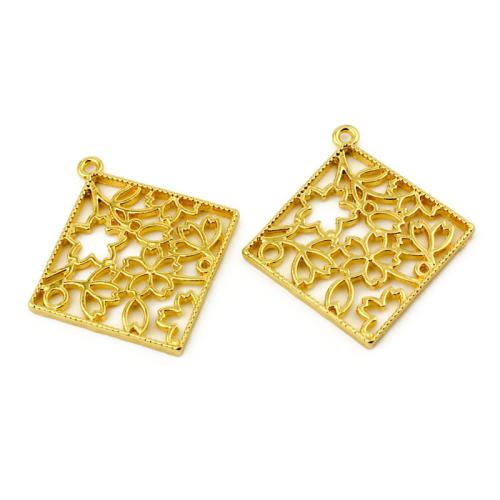 Zinc Alloy Pendants Square gold color plated DIY Sold By Bag