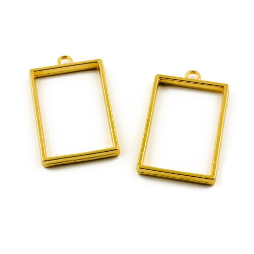 Pendentifs en alliage de zinc, rectangle, Placage de couleur d'or, DIY, 23x37mm, 100PC/sac, Vendu par sac