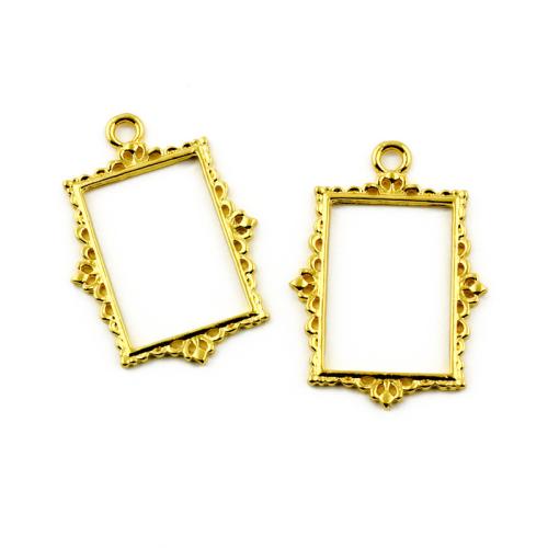 Pendentifs en alliage de zinc, rectangle, Placage de couleur d'or, DIY, 28x39mm, 100PC/sac, Vendu par sac