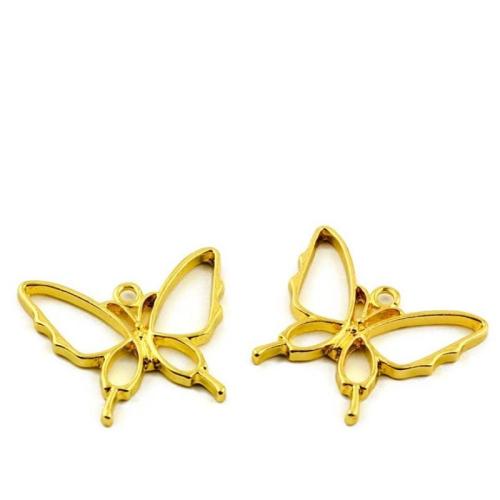 Zinc Alloy Animal Pendants Butterfly gold color plated DIY Sold By Bag