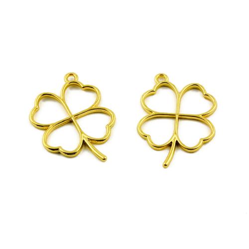 Zamak Clover Hanger, Zinc Alloy, Four Leaf Clover, gold plated, DIY, 27x33mm, 100pC's/Bag, Verkocht door Bag