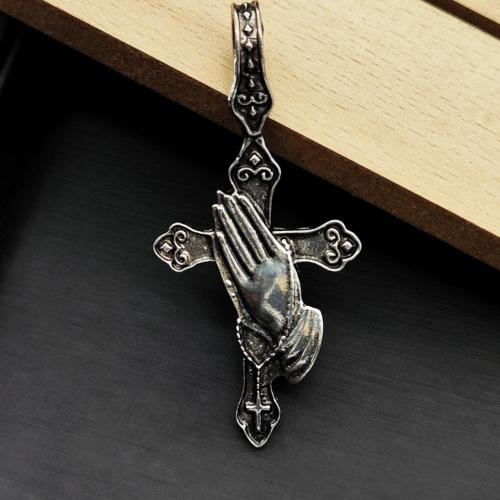 Sinkkiseos Cross Riipukset, Ylittää, hopea päällystetty, tee-se-itse, 68x33mm, 100PC/laukku, Myymät laukku