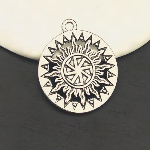 Zinc Alloy Pendants Round silver color plated DIY Sold By Bag