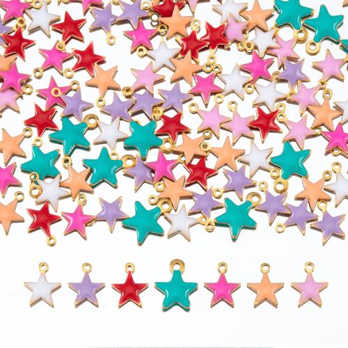 Stainless Steel Pendants 304 Stainless Steel Star gold color plated DIY & enamel mixed colors Sold By Bag