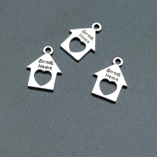 Zinc Alloy Pendants House antique silver color plated DIY Sold By Bag