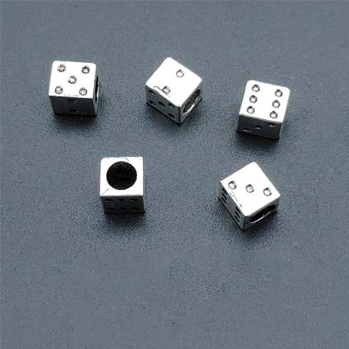 Zinc Alloy Pendler, Dice, antik sølv farve forgyldt, du kan DIY, 7x7mm, 100pc'er/Bag, Solgt af Bag