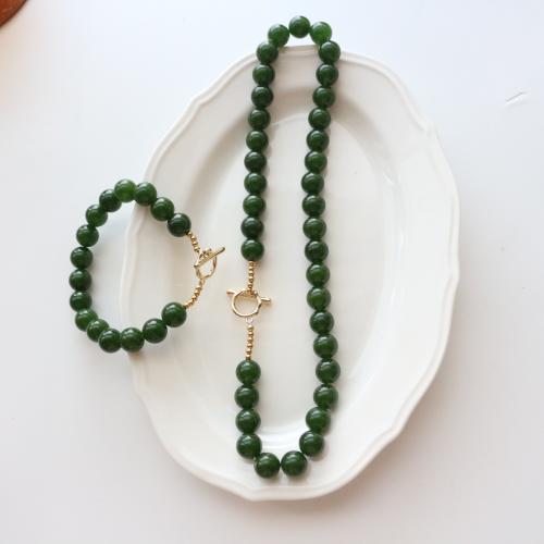 Natural Gemstone Jewelry Sets with Brass fashion jewelry green Sold By PC