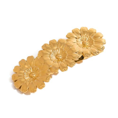 Alligator Hair Clip 304 Stainless Steel Flower plated fashion jewelry & for woman golden Sold By PC