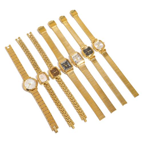 Women Wrist Watch 304 Stainless Steel with Glass plated Chinese movement & for woman golden Sold By PC